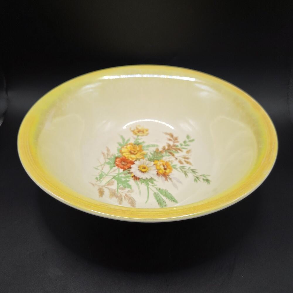 Vintage Floral Edwin M Knowles Floral Bouquet 9-1/4" Oval Serving Bowl